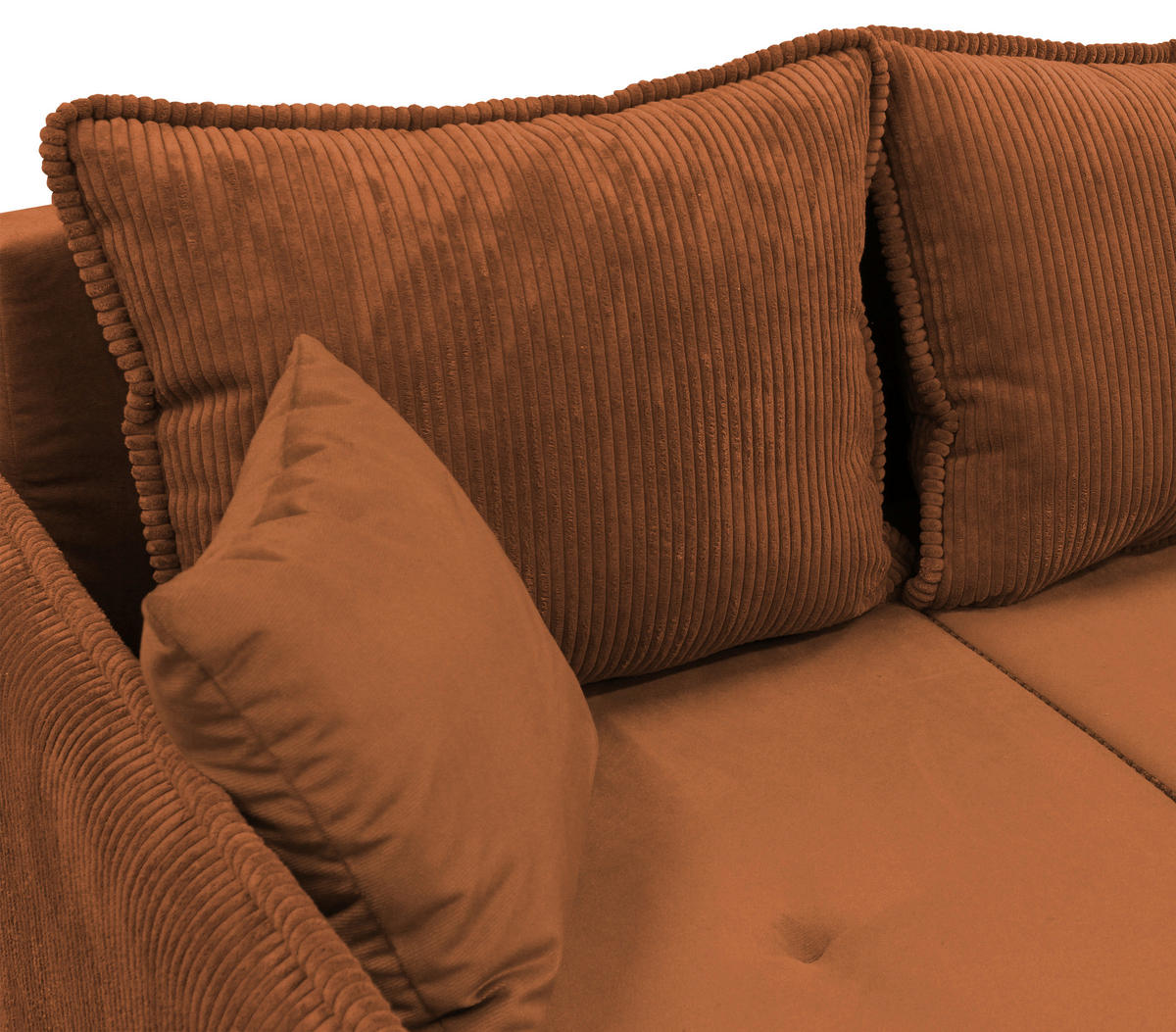 ECKSOFA TEDDY in Cord, Bouclé Rot  142/215 cm  - Rot/Naturfarben, Design, Holz/Textil (142/215cm) - MID.YOU