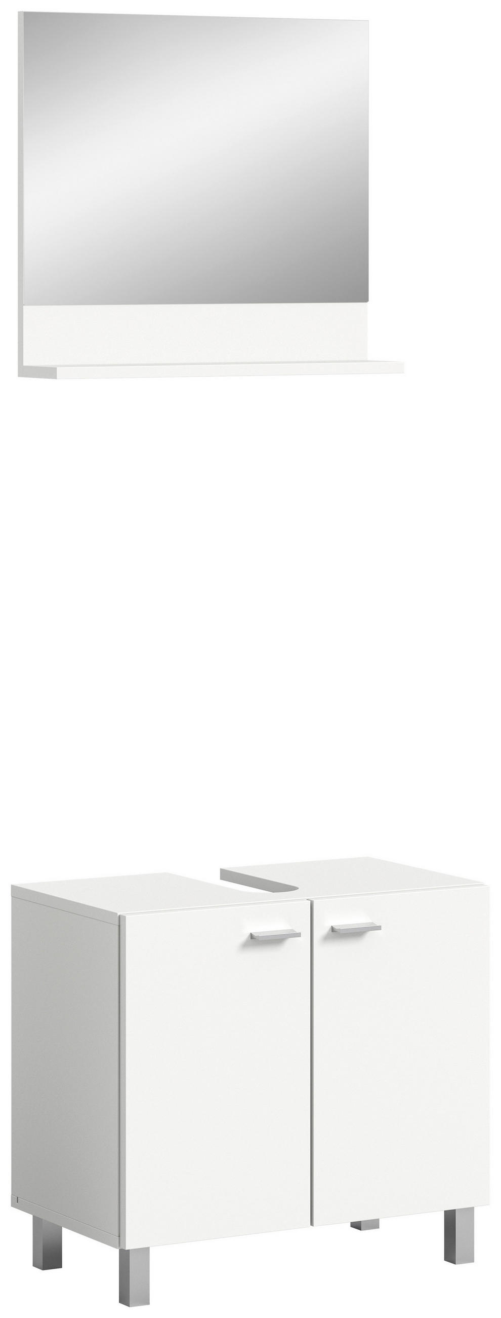 BADEZIMMER 2-teilig  in 57 cm  - Silberfarben/Weiß, MODERN, Glas/Holzwerkstoff (57cm) - MID.YOU