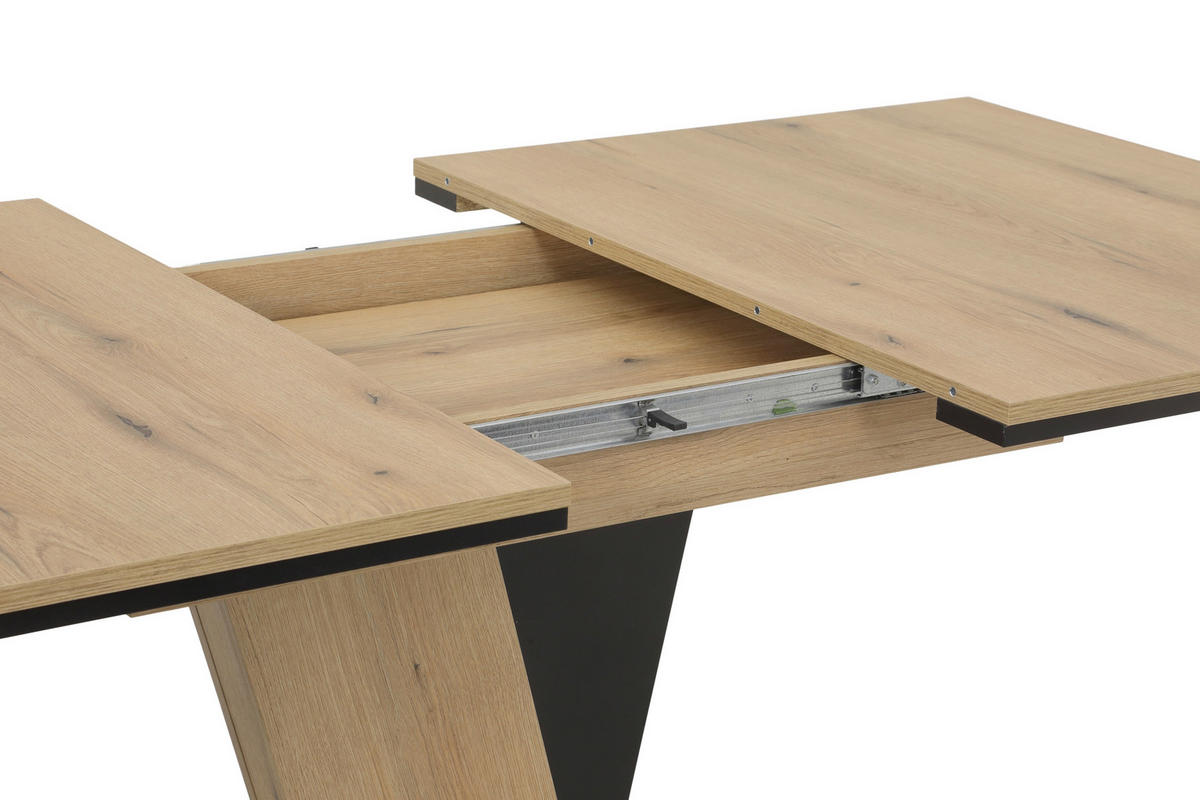 TISCHGRUPPE   - Eichefarben/Anthrazit, MODERN, Textil/Metall (140 - 180/76/90cm) - MID.YOU