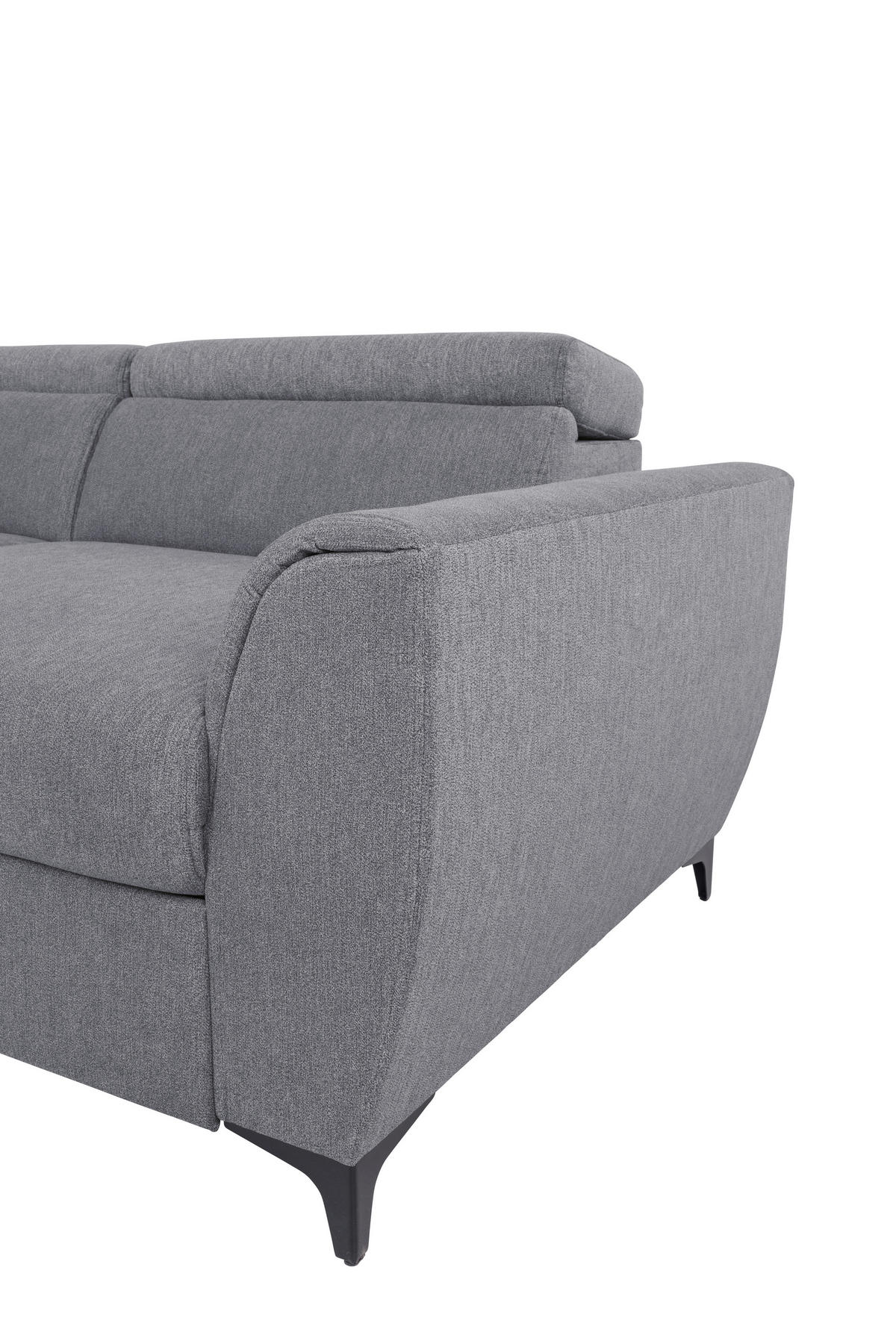 ECKSOFA in Velours Dunkelgrau  - Dunkelgrau/Schwarz, Konventionell, Textil/Metall (217/255cm) - MID.YOU