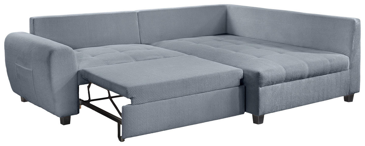 ECKSOFA Hellgrau Plüsch  - Hellgrau/Schwarz, KONVENTIONELL, Kunststoff/Textil (249/175cm) - Carryhome