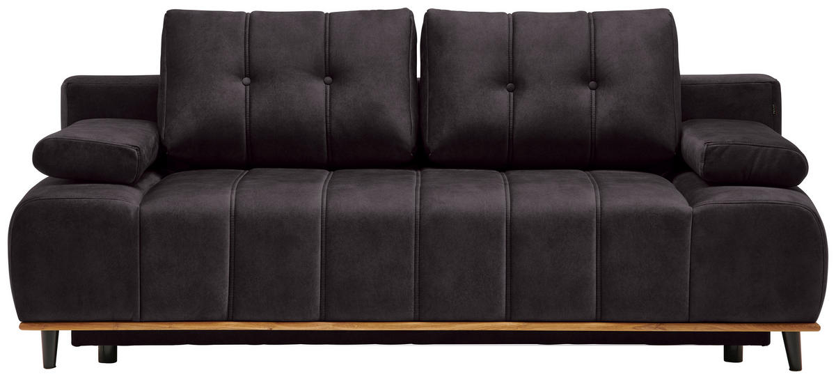 SCHLAFSOFA Clive in Webstoff Graphitfarben  - Schwarz/Graphitfarben, Design, Holz/Textil (206/77-87/102cm) - Novel