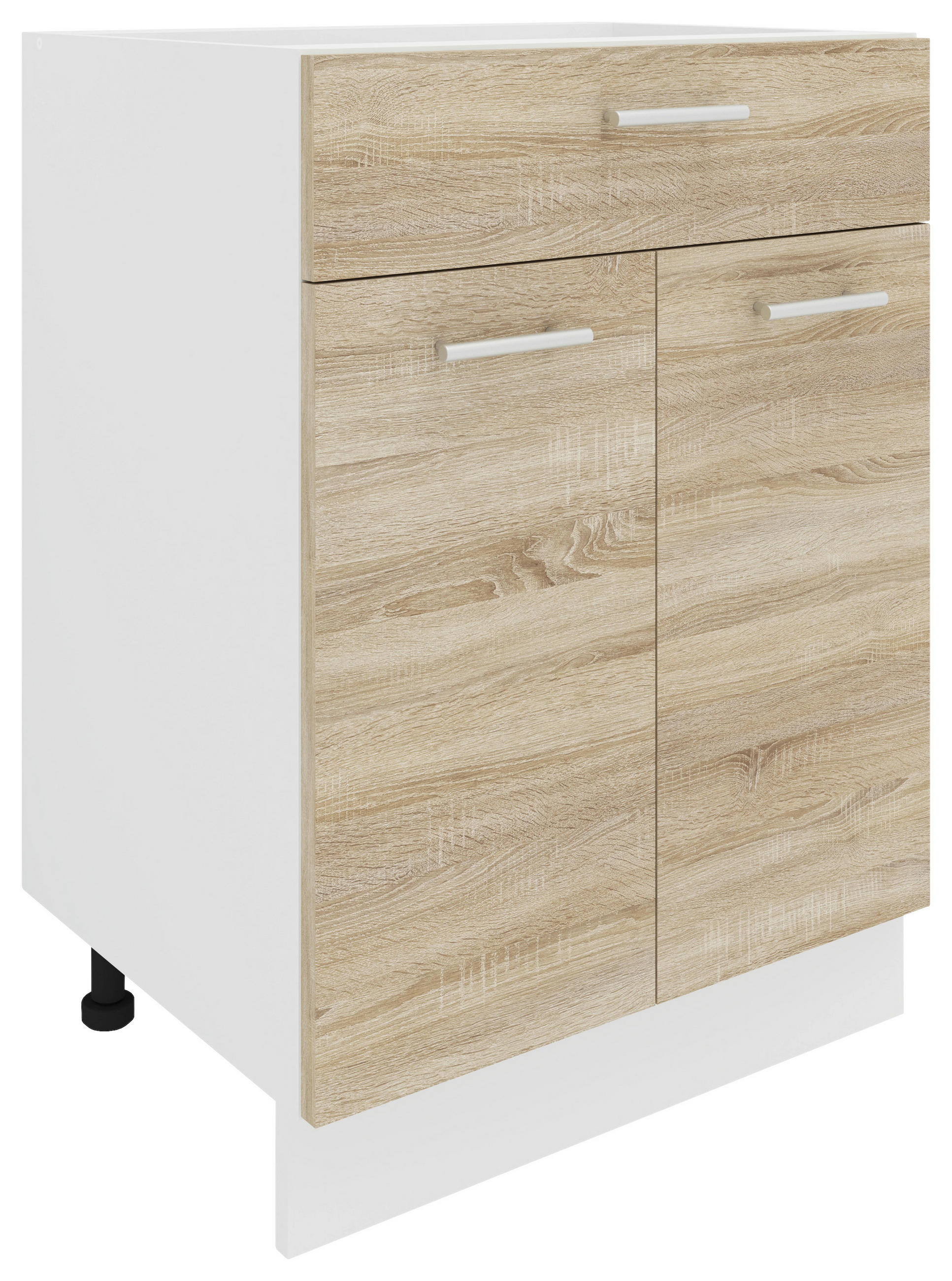 UNTERSCHRANK Sonoma Eiche - Alufarben/Schwarz, KONVENTIONELL, Holzwerkstoff/Kunststoff (60/82/46cm) - MID.YOU