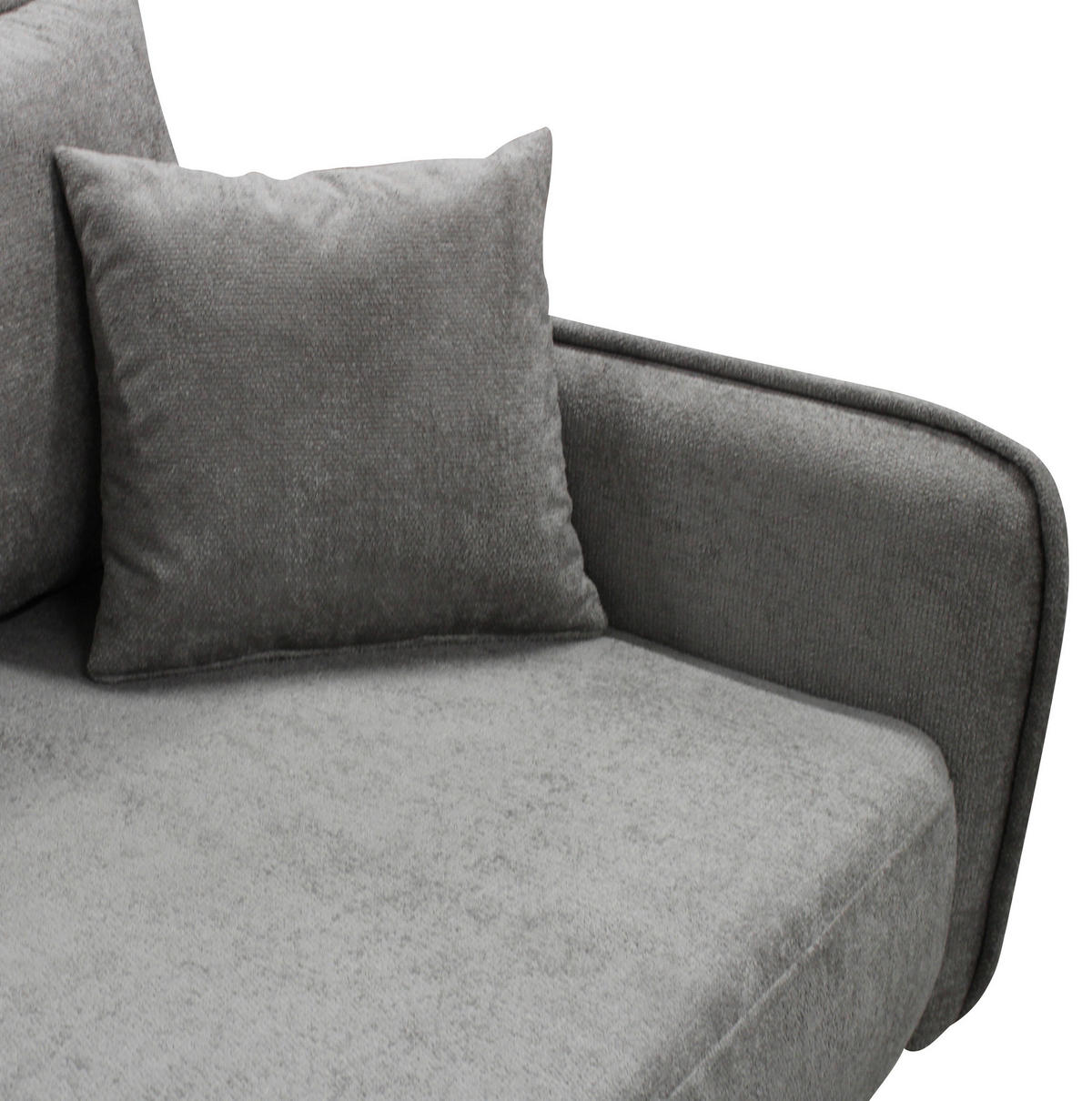ECKSOFA MURANO Grau Chenille Zierkissen, Rückenkissen, Bettkasten  - Schwarz/Grau, Design, Holz/Textil (167/242cm) - MID.YOU