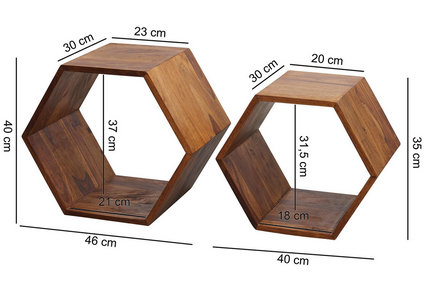 BEISTELLTISCHSET in Holz online kaufen ➤ XXXLutz Sechseckiges Beistelltischset aus Sheeshamholz