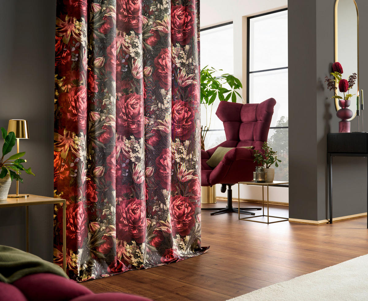 DEKOSTOFF per lfm blickdicht  - Rot, KONVENTIONELL, Textil (145cm) - Esposa