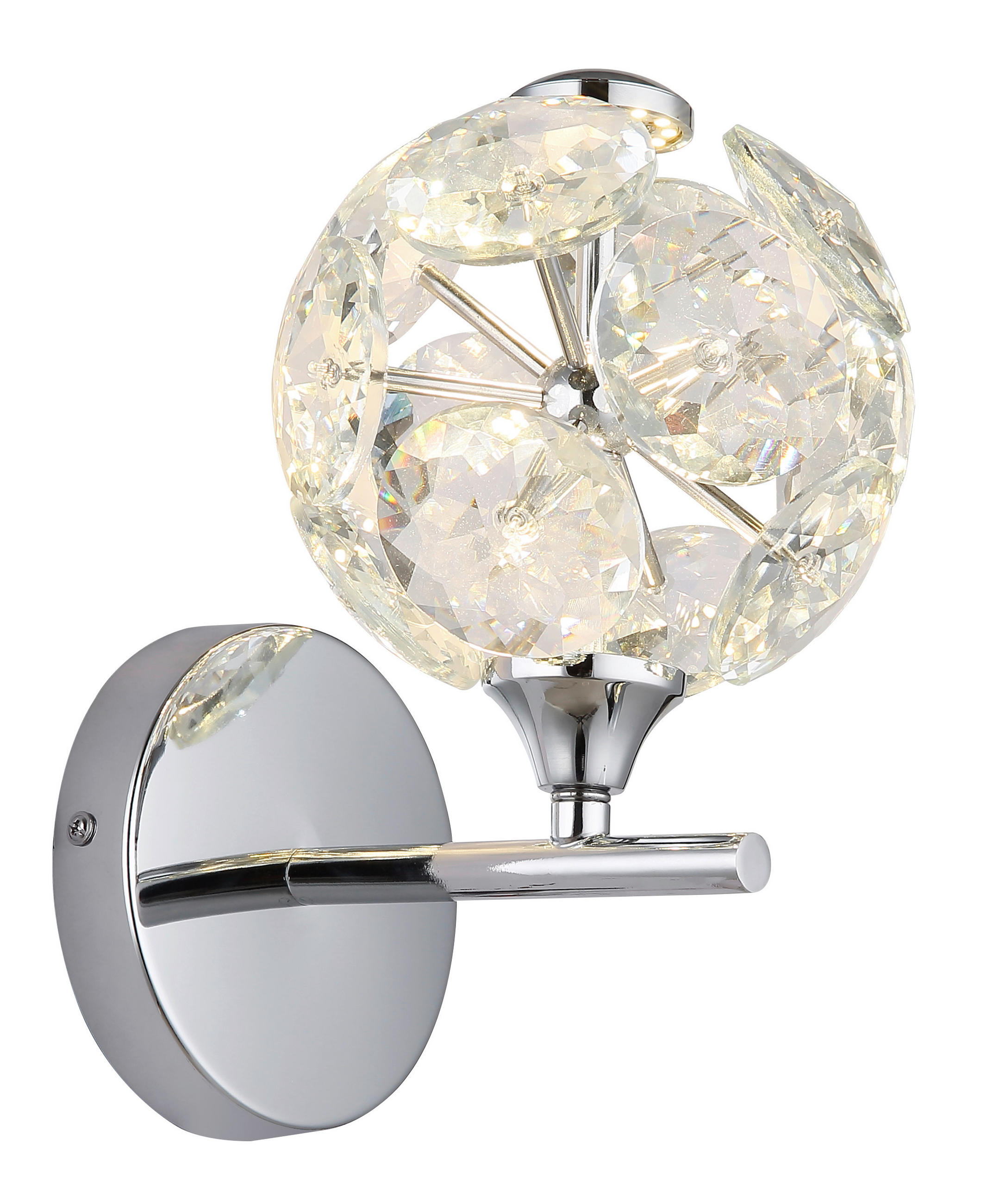 LED-WANDLEUCHTE 15/24 cm   - Klar/Chromfarben, KONVENTIONELL, Glas/Metall (15/24cm) - Globo