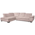 ECKSOFA in Cord Hellrosa  - Hellrosa/Schwarz, Design, Textil/Metall (242/313cm) - Xora