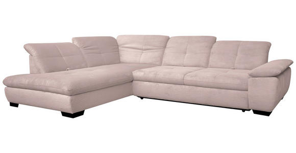 ECKSOFA in Cord Hellrosa 242/313 cm - Hellrosa/Schwarz, Design, Textil/Metall (242/313cm) - Xora
