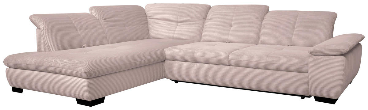 ECKSOFA in Cord Hellrosa  242/313 cm  - Hellrosa/Schwarz, Design, Textil/Metall (242/313cm) - Xora
