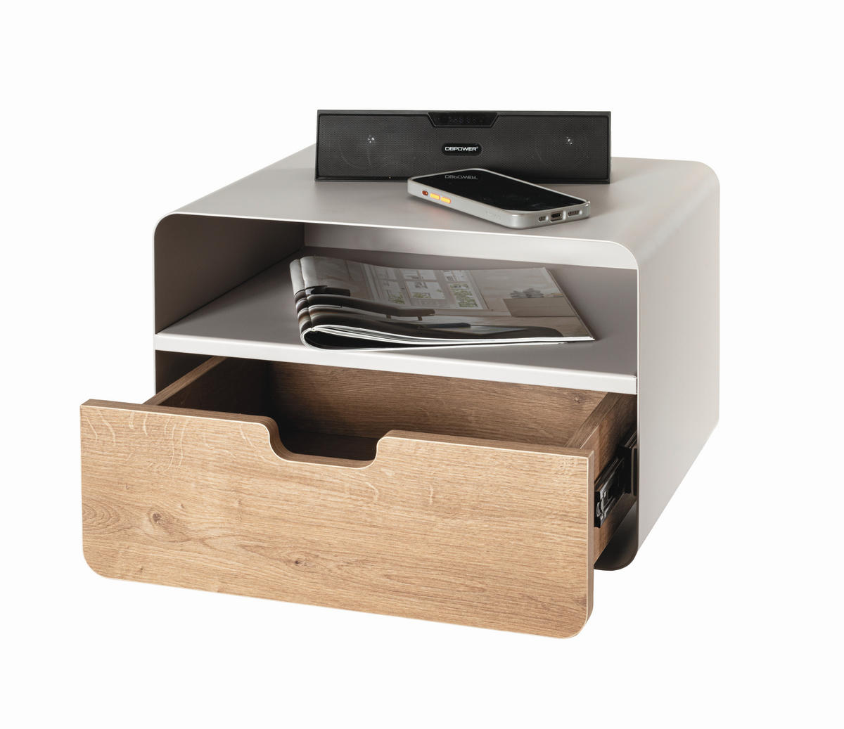 NACHTSCHRANK 38/25/30 cm  - Kaschmir/Eichefarben, MODERN, Holzwerkstoff/Metall (38/25/30cm)