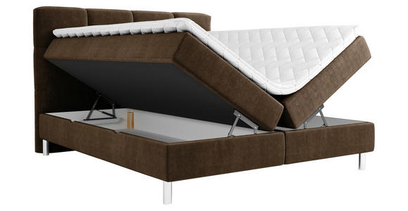 BOXBETT 180/200 cm in Dunkelbraun - Chromfarben/Dunkelbraun, Design, Holz/Holzwerkstoff (180/200cm) - Esposa