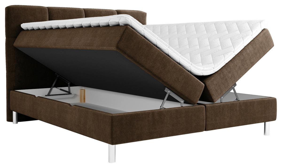 BOXBETT 160/200 cm  in Dunkelbraun  - Chromfarben/Dunkelbraun, Design, Holz/Holzwerkstoff (160/200cm) - Esposa