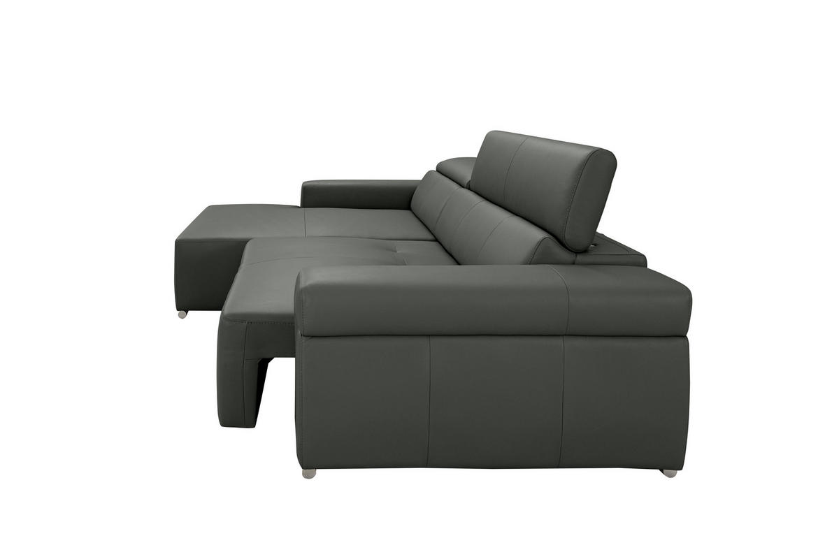 Ecksofa inkl. Funktion DUA Anthrazit Echtleder  - Chromfarben/Anthrazit, Design, Leder/Metall (170/293cm) - Novel