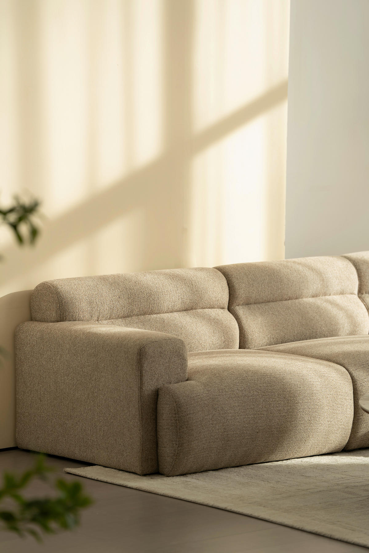 ECKSOFA Taupe Leinenoptik  - Taupe, Design, Holz/Textil (260/68/156cm) - P & B