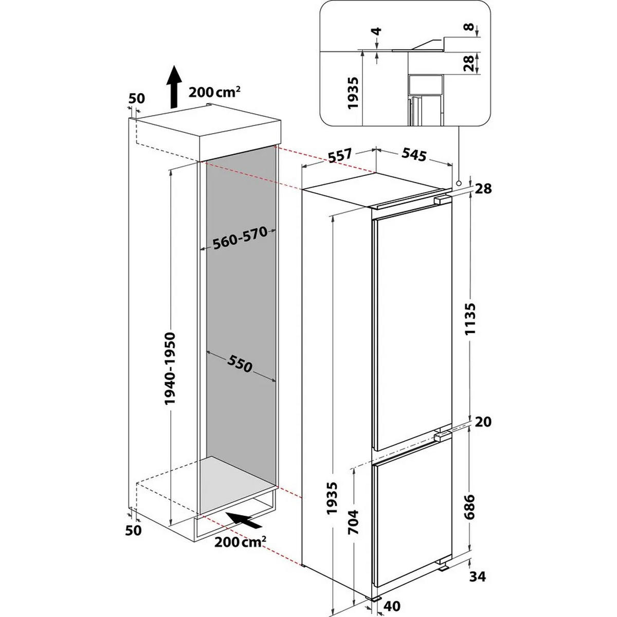 KÜHL-GEFRIER-KOMBINATION KGITN20MMF3  - Weiß, Basics, Metall (54/193,5/54,5cm) - Bauknecht
