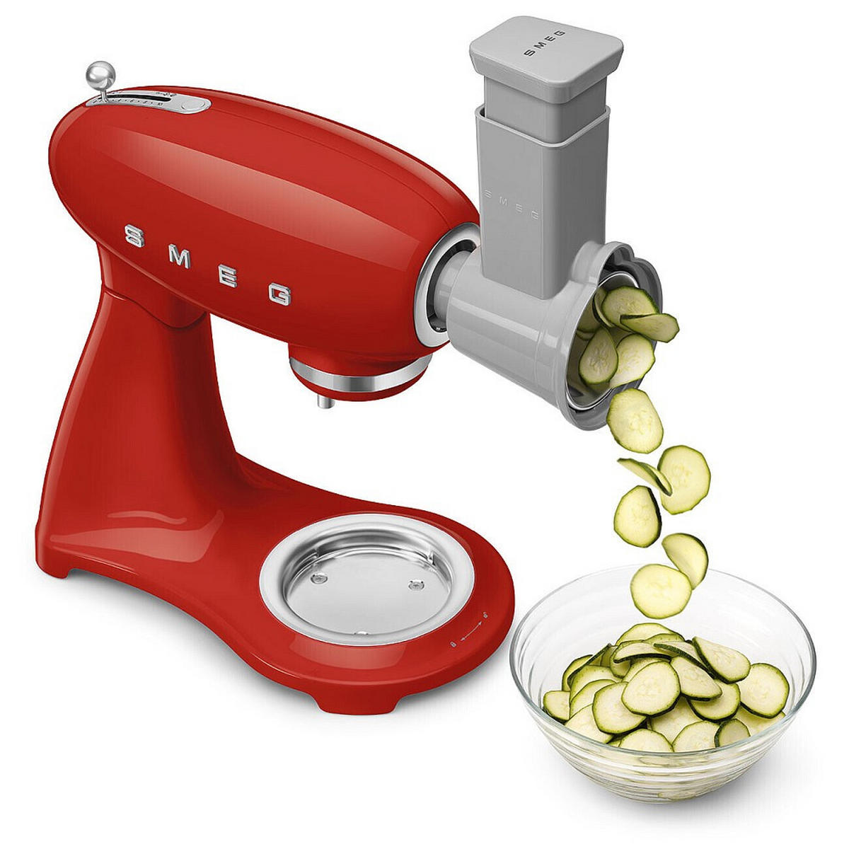 KÜCHENMASCHINE 50´S STYLE SMF05CREU  - Rot/Alufarben, Basics, Metall (40,2/37,8/22,1cm) - SMEG