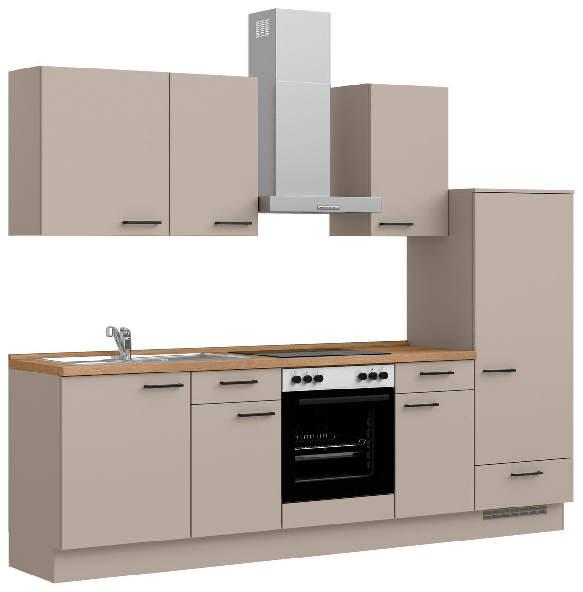 KÜCHENBLOCK Easytouch 270 cm  in Eichefarben, Sandfarben  - Sandfarben/Eichefarben, MODERN, Holzwerkstoff/Metall (270cm) - Nobilia