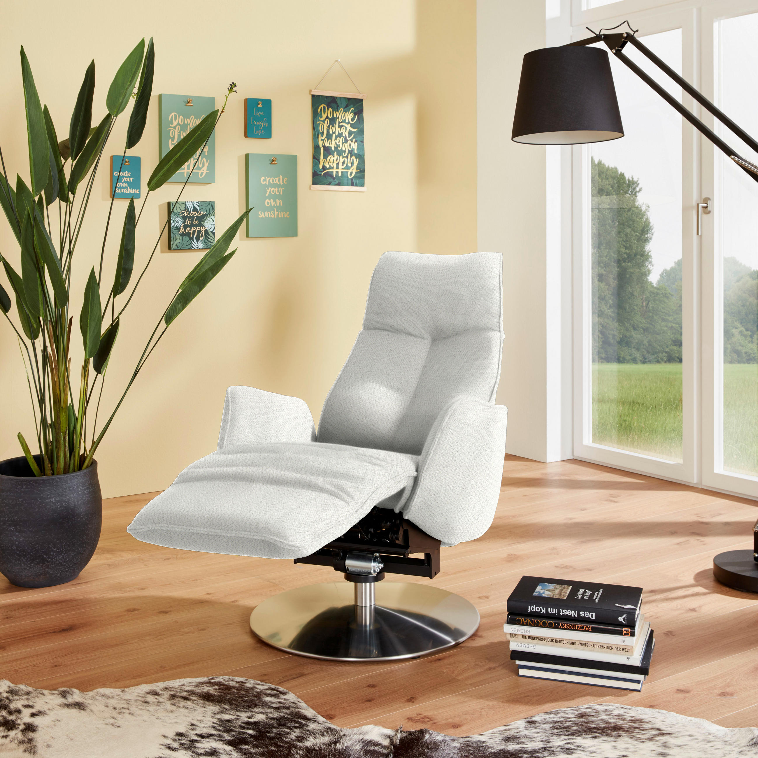 RELAXSESSEL in Textil Creme  - Anthrazit/Creme, Design, Textil/Metall (71/114/84cm) - Johann Jakob