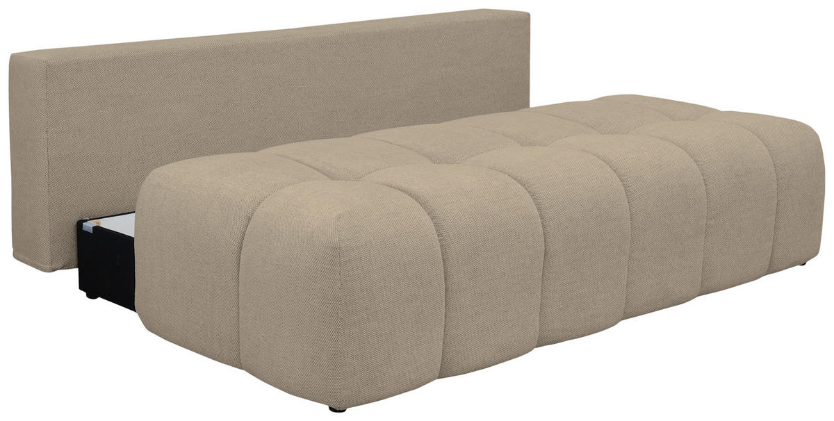 BOXSPRINGSOFA in Chenille Beige  - Beige/Schwarz, MODERN, Kunststoff/Textil (210/72/105cm) - Cantus