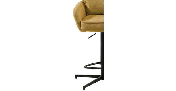 BARHOCKER Leinenoptik Gelb, Schwarz Eisen Sitzfläche 360° drehbar, Stoffauswahl - Taupe/Gelb, Design, Textil/Metall (58/103-123/61cm) - Novel