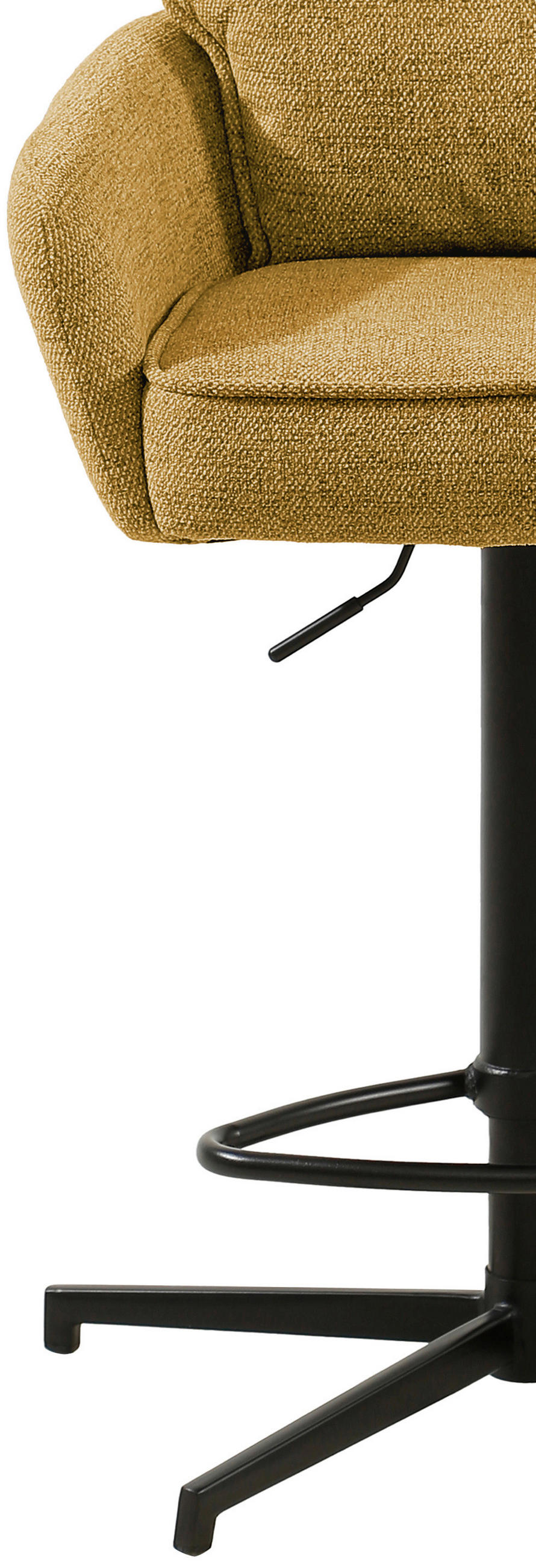 BARHOCKER Leinenoptik Gelb, Schwarz Eisen Sitzfläche 360° drehbar, Stoffauswahl  - Taupe/Gelb, Design, Textil/Metall (58/103-123/61cm) - Novel