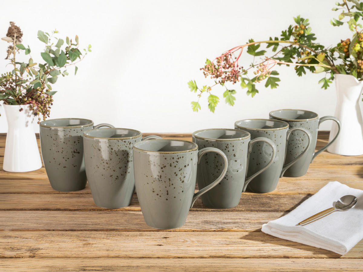 KAFFEEBECHERSET 6-teilig  - Grau, Trend, Keramik (300ml) - Creatable