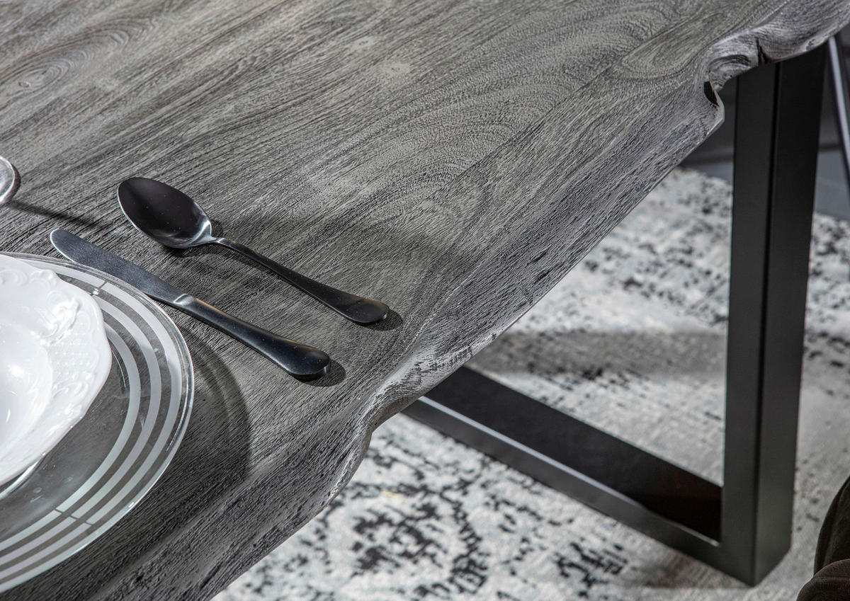 ESSTISCH in Holz 160/90/76 cm  - Schwarz/Grau, ROMANTIK / LANDHAUS, Holz/Metall (160/90/76cm) - Landscape