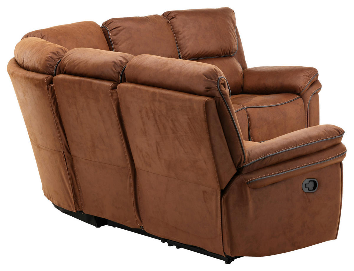 ECKSOFA Braun, Schwarz Lederlook (vegan)  - Schwarz/Braun, Design, Textil (169/169cm) - Livetastic