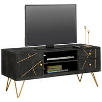 COMODĂ JOASĂ 130/57/53 cm  - auriu/negru, Trend, metal/lemn (130/57/53cm) - Carryhome