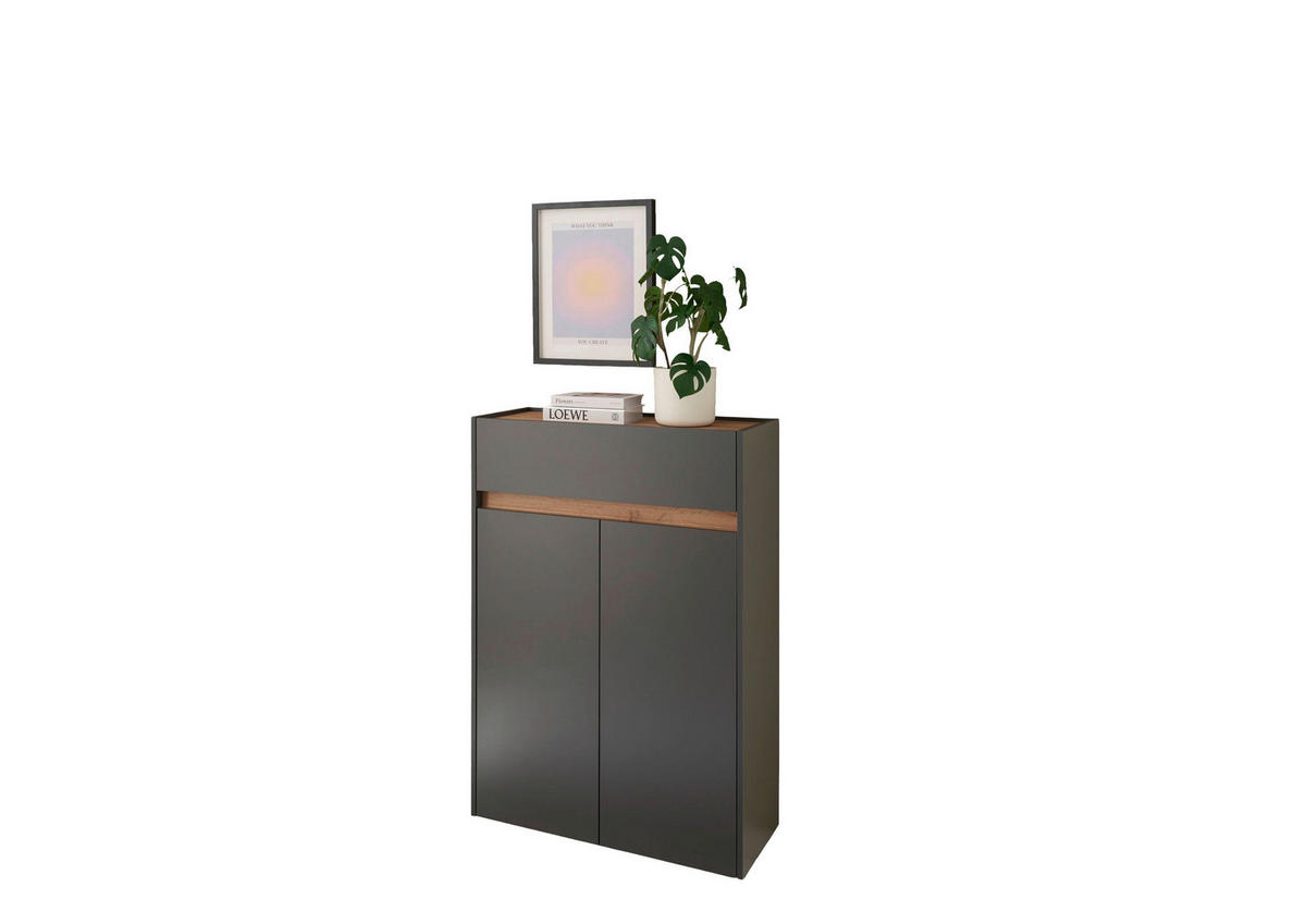 SCHUHSCHRANK Anthrazit, Eiche Wotan  - Anthrazit/Eiche Wotan, Design, Holzwerkstoff/Kunststoff (85/122/35cm) - Modante