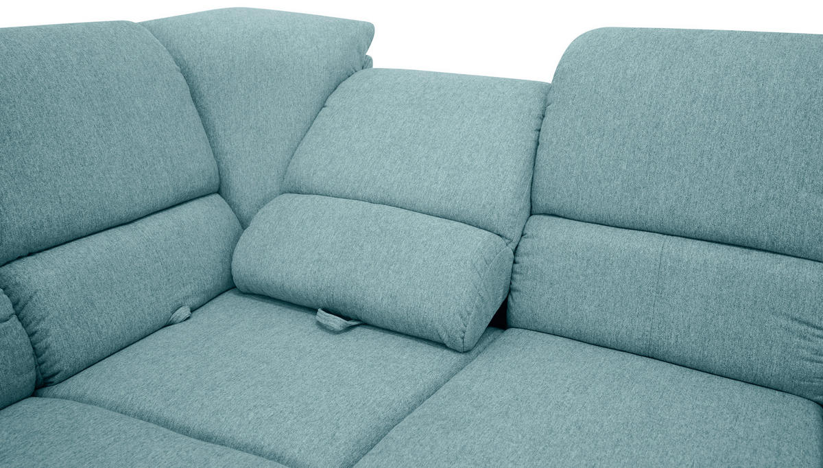 ECKSOFA in Webstoff Blau  - Blau/Silberfarben, Design, Holz/Kunststoff (219/270cm) - Livetastic