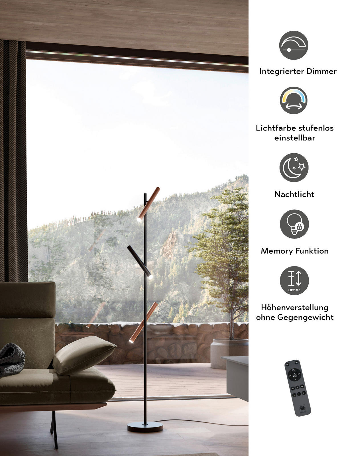 STOJACIA LED LAMPA, 30/150 cm  - Konventionell (30/150cm) - Musterring