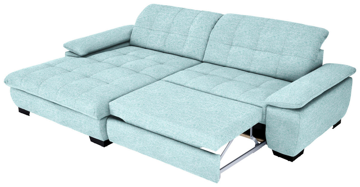 ECKSOFA  in Webstoff Türkis  180/265 cm  - Türkis/Schwarz, Design, Textil/Metall (180/265cm) - Carryhome