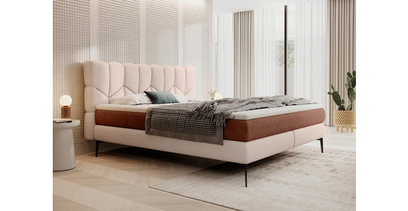 BOXSPRINGBETT 180/200 cm  in Champagner, Terracotta  - Champagner/Terracotta, Design, Leder/Textil (180/200cm) - Esposa