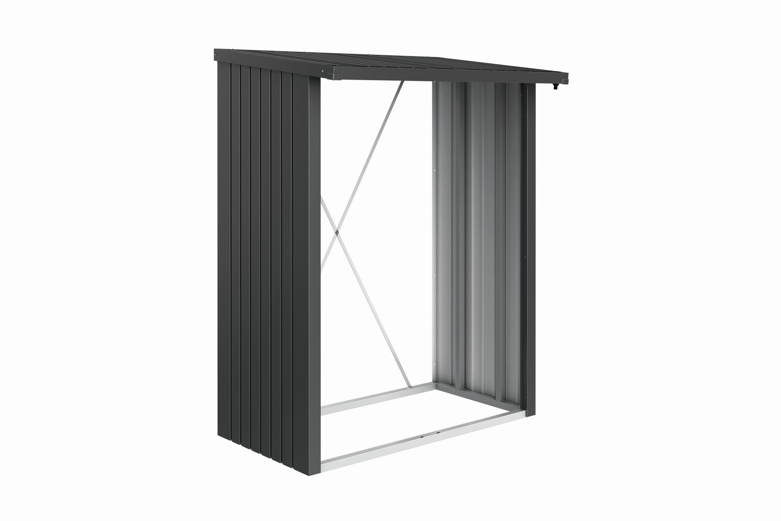 KAMINHOLZREGAL - Dunkelgrau, Design, Metall (157/199/102cm) - Biohort