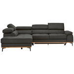 ECKSOFA  in Lederlook Grau  226/282 cm  - Schwarz/Grau, Natur, Holz/Textil (226/282cm) - Novel