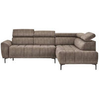 ECKSOFA in Velours Braun  - Schwarz/Braun, Design, Textil/Metall (261/191cm) - Stylife