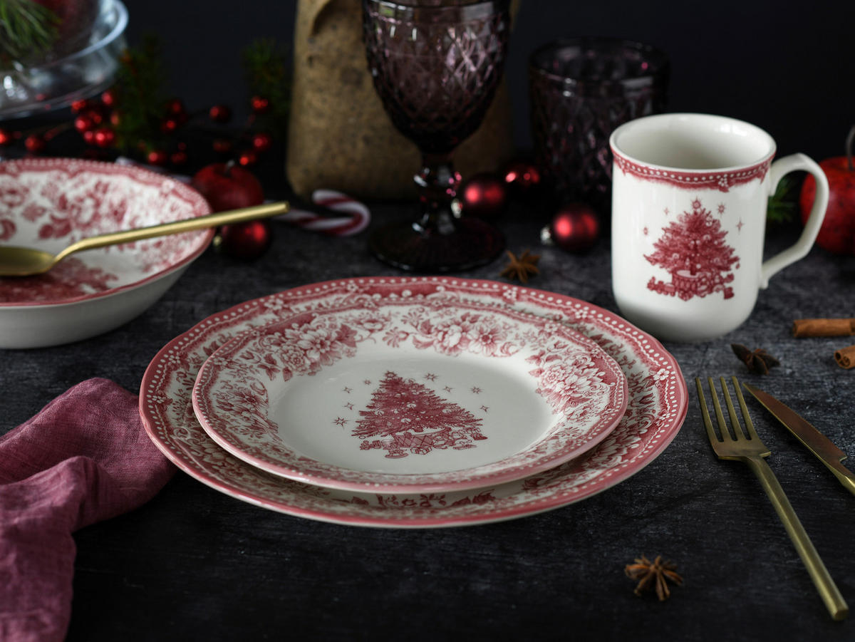 KOMPLETT SERVIS Tannenbaum 16 delar  - röd, Basics, keramik - Creatable