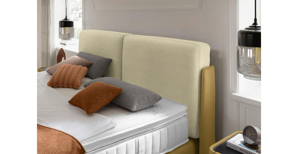 BOXSPRINGBETT 180/200 cm  in Creme, Senfgelb  - Senfgelb/Creme, Design, Textil/Metall (180/200cm) - Johann Jakob