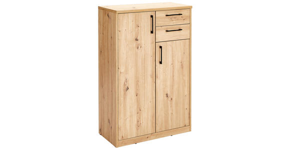 KOMMODE , 72/110/36 cm, 2 Schublade(n)  - Schwarz/Eiche Artisan, Basics, Holzwerkstoff/Kunststoff (72/110/36cm) - Xora