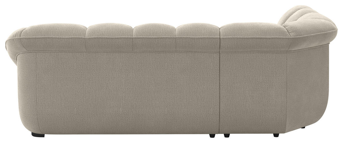 ECKSOFA Graubraun Chenille Bettkasten, Schlaffunktion, Rücken echt  - Graubraun/Schwarz, KONVENTIONELL, Kunststoff/Textil (222/260cm) - Welnova