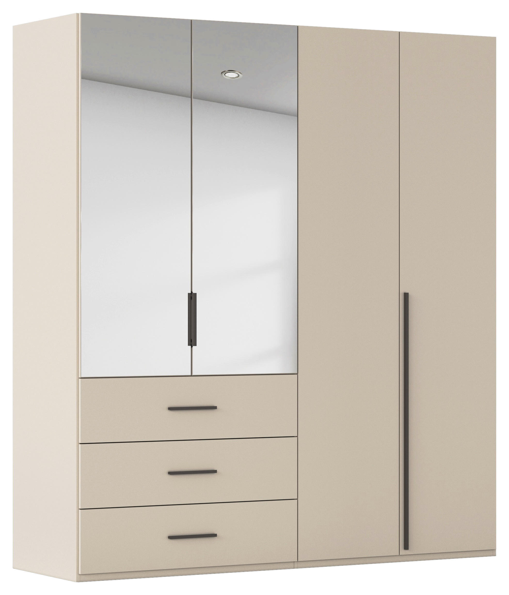 DREHTÜRENSCHRANK 201/223/60 cm,  in Champagner, 4-türig  - Champagner/Graphitfarben, Design, Glas/Holzwerkstoff (201/223/60cm) - home24