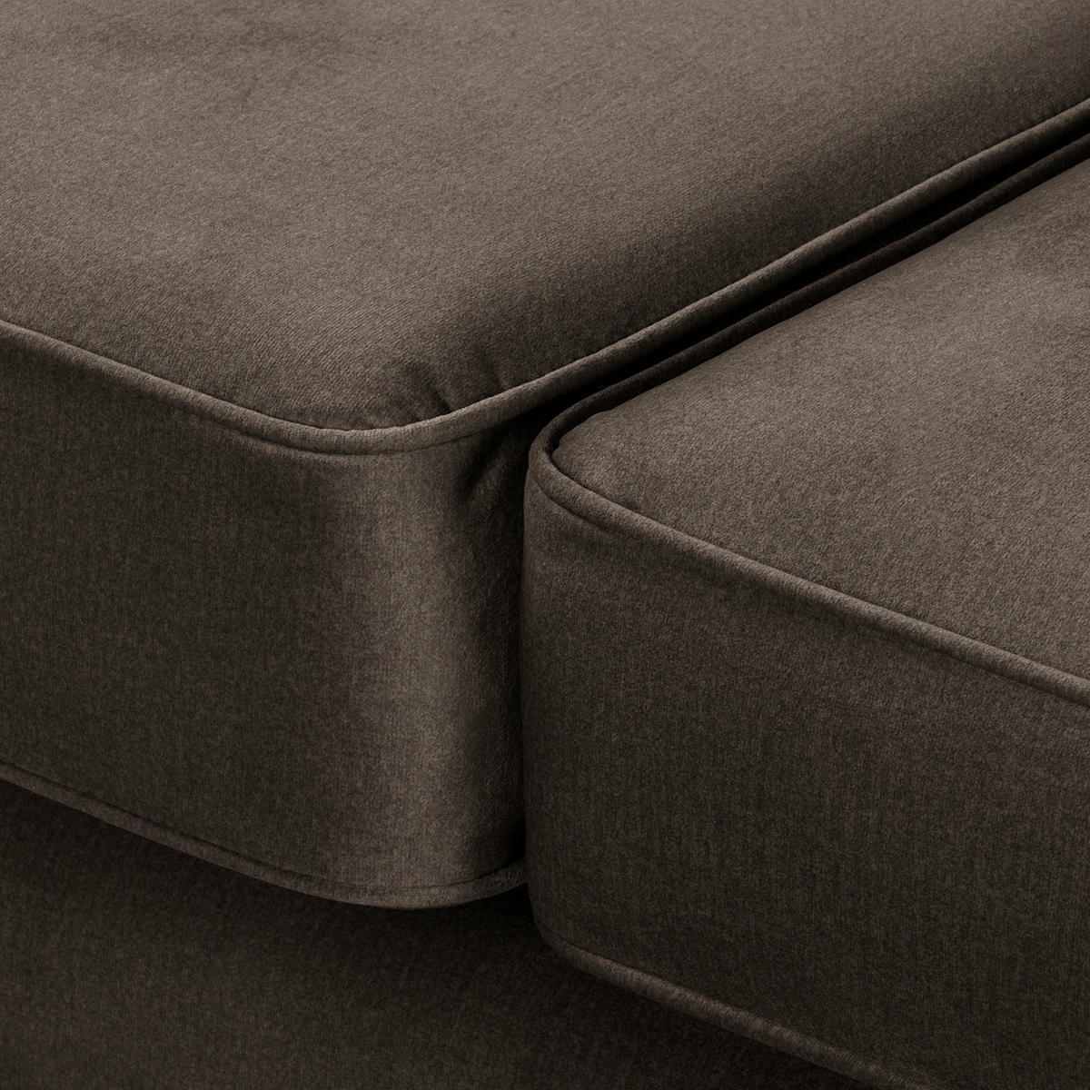 3-SITZER-SOFA Jersey in Velours Dunkelbraun  - Dunkelbraun, Design, Holz/Textil (210/98/95cm) - P & B