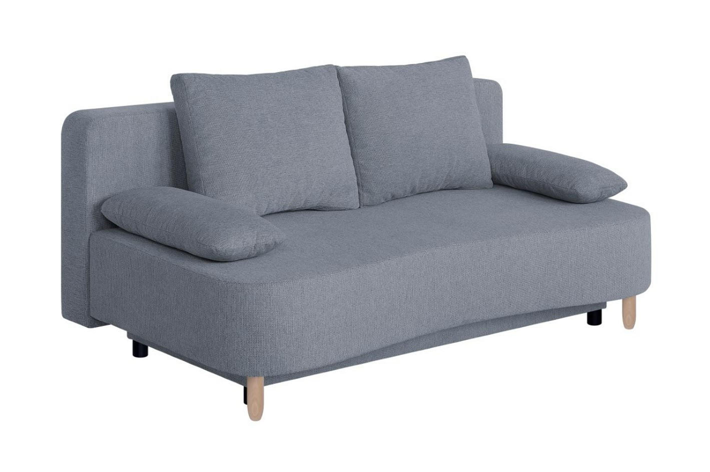 SCHLAFSOFA Webstoff Dunkelgrau  inkl. Rückenkissen, Armlehnenkissen, Bettkasten, Schlaffunktion, Rücken echt  - Dunkelgrau/Buchefarben, Design, Holz/Kunststoff (193/86/85cm) - P & B