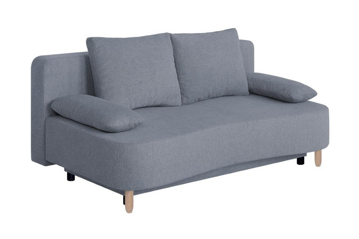 SCHLAFSOFA  mit Webstoff Dunkelgrau  - Dunkelgrau/Buchefarben, Design, Holz/Kunststoff (193/86/85cm) - P & B