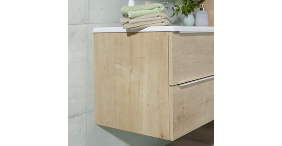 BADEZIMMER in 105 cm - Eichefarben/Weiß, Design, Keramik/Holzwerkstoff (105cm) - Novel