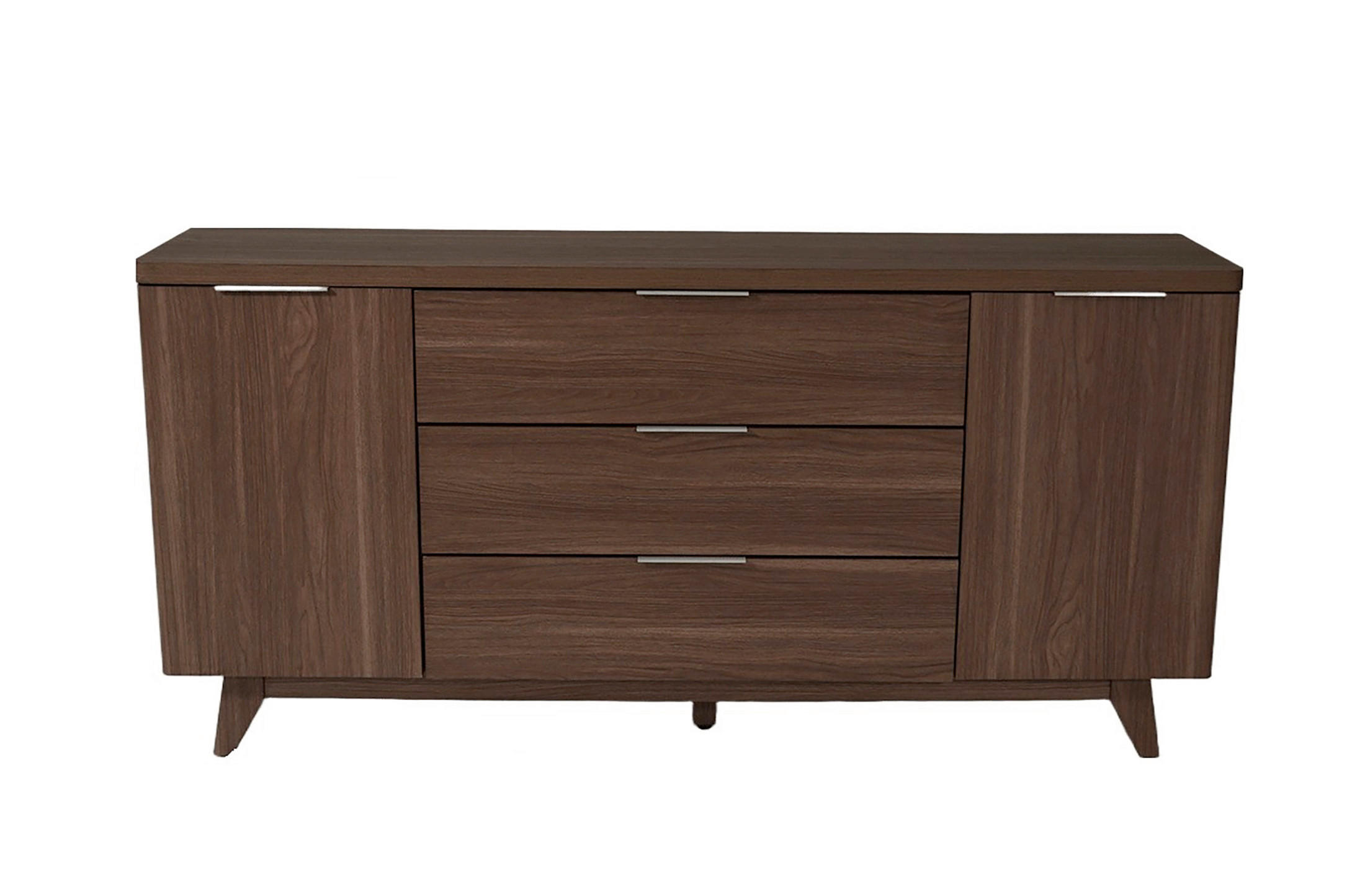 SIDEBOARD  160/77/39 cm 3 Schublade(n)  - Walnussfarben/Alufarben, KONVENTIONELL, Holzwerkstoff/Metall (160/77/39cm) - MID.YOU