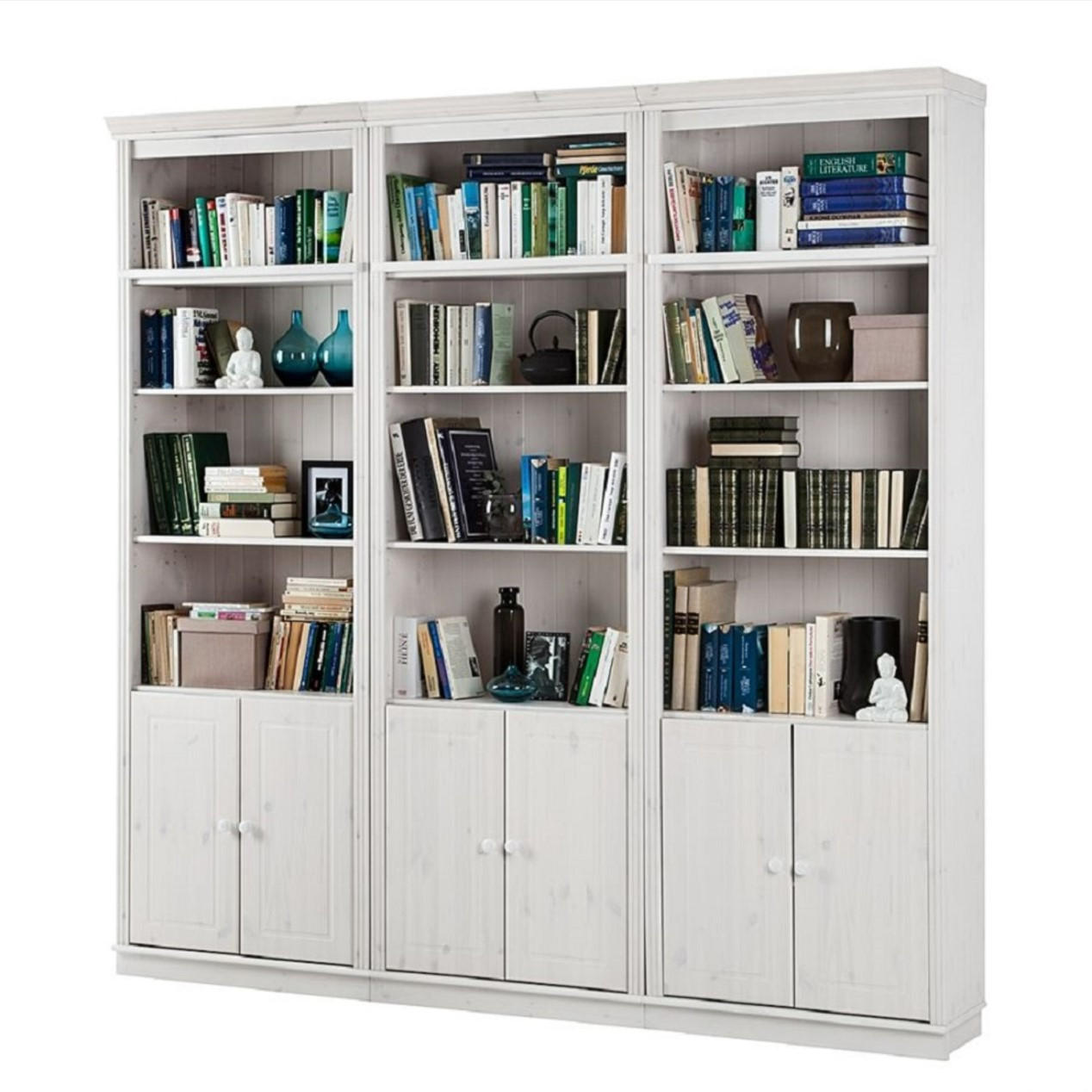 Bücherwand Lillehammer Kiefer massiv Weiß, Kieferfarben  - Weiß/Kieferfarben, Design, Holz (223/222/34cm) - MID.YOU