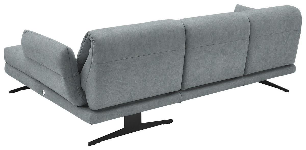 ECKSOFA in Flachgewebe Hellblau  - Schwarz/Hellblau, Design, Textil/Metall (279-327/176-217cm) - Dieter Knoll
